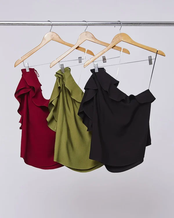 Blusa Twill Um Ombro C/Babado-Imagem 5