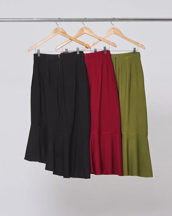 Saia Midi Twill Assimetrica C/Babados-Imagem 2