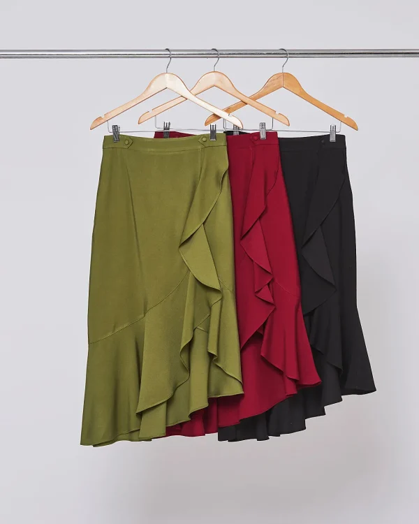 Saia Midi Twill Assimetrica C/Babados-Imagem 4