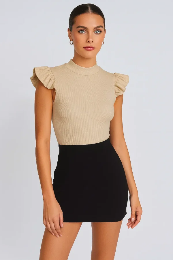 Blusa Malha C Gola E Manga Franzida