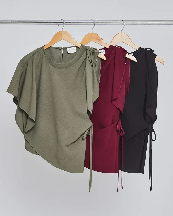 Blusa Twill Tipo Capa Assimetrica-Imagem 4