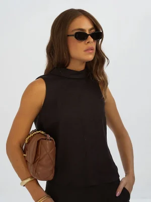 Blusa Linho 100% Gola Alta