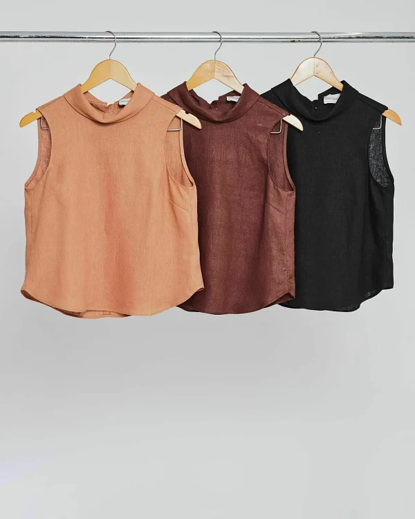 Blusa Linho 100% Gola Alta-Imagem 4