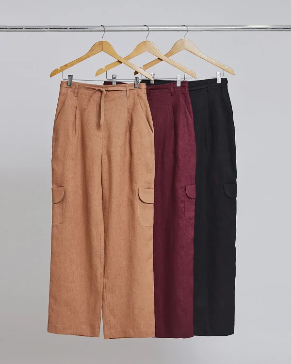 Calca Reta Linho 100% Bolso Cargo-Imagem 5