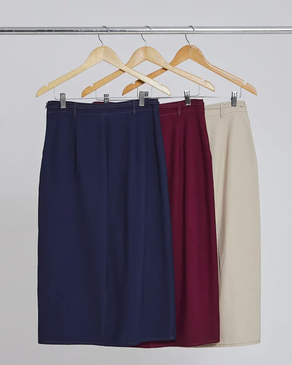 Saia Twill Midi Reta C/ Abertura E Cintinho-Imagem 2