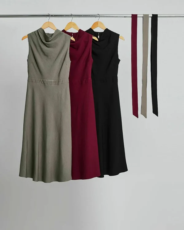 Vestido Twill Midi Goa Degage C/ Faixa-Imagem 3