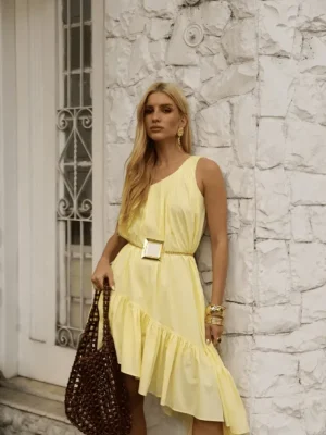 VESTIDO UM OMBRO-ACOMPANHA CINTO