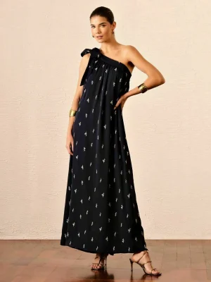 VESTIDO BORDADO OMBROUNICO LAÇO