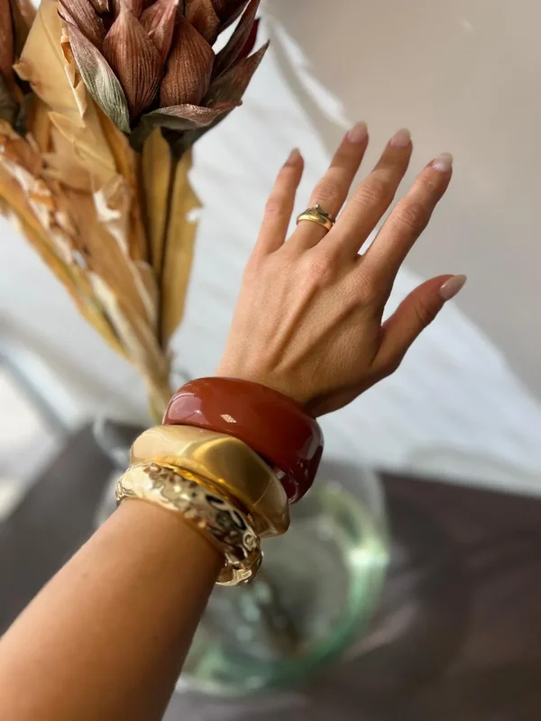 BRACELETE DOURADO QUADRADO FOSCO - Imagem 3