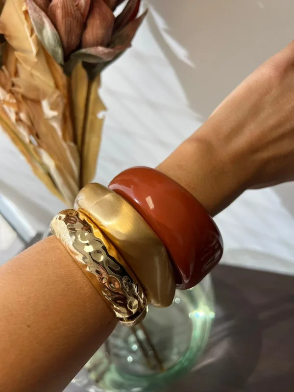 BRACELETE DOURADO QUADRADO FOSCO - Imagem 5
