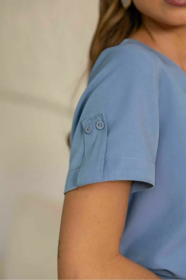 BLUSA MANGA CURTA BOTAO DECOTE V - Imagem 6
