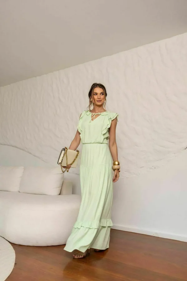 VESTIDO BABADO VISCOSE MAQUINETADA