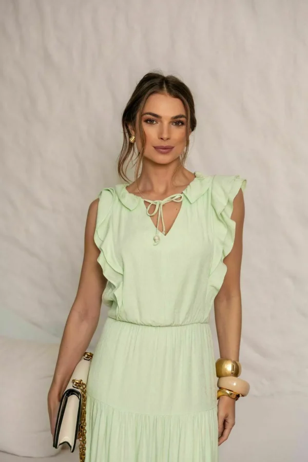 VESTIDO BABADO VISCOSE MAQUINETADA - Imagem 3