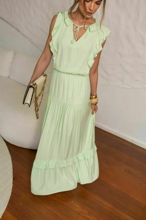 VESTIDO BABADO VISCOSE MAQUINETADA - Imagem 5