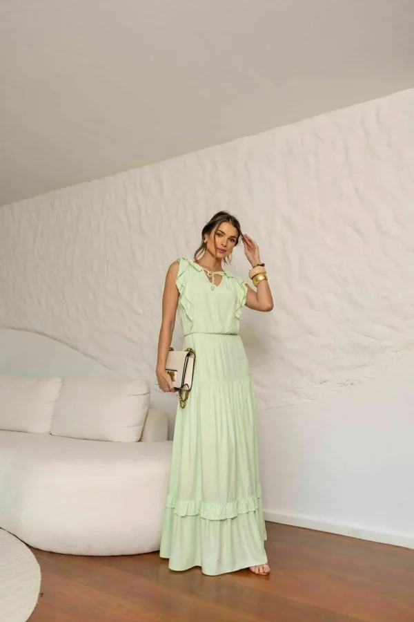 VESTIDO BABADO VISCOSE MAQUINETADA - Imagem 6