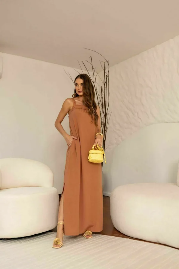 VESTIDO ALCA DECOTE PREGAS