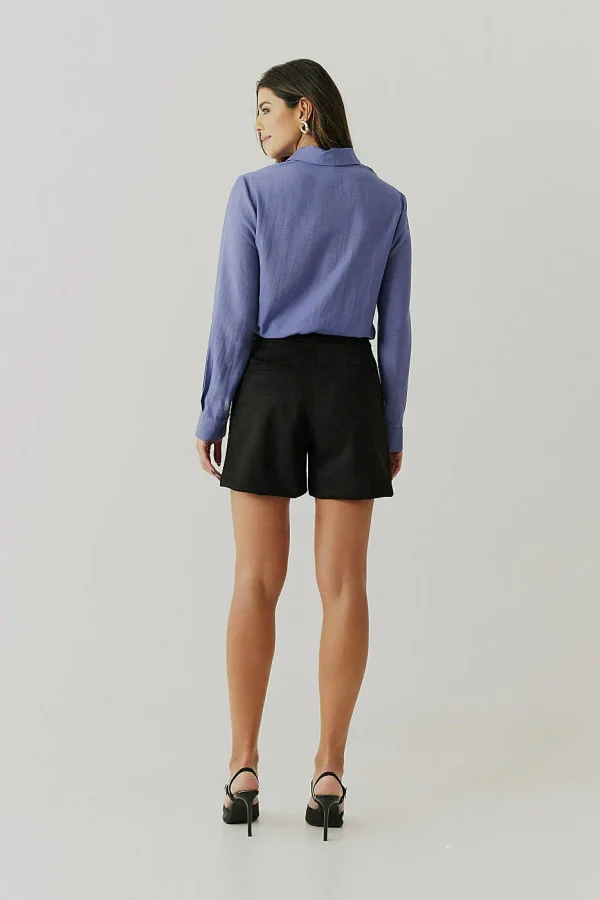 Shorts Suede Basico Bolso Faca-Imagem 5