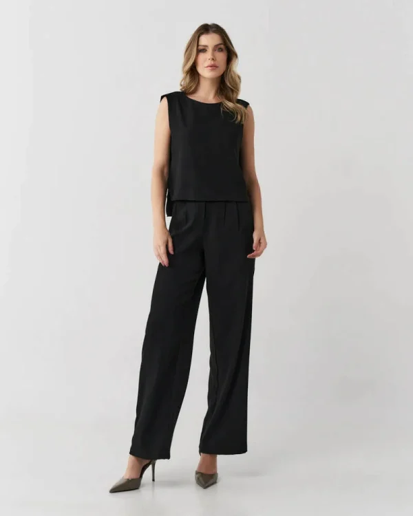 Conjunto Crepe Regata Pantalona Pregas Botao-Imagem 2