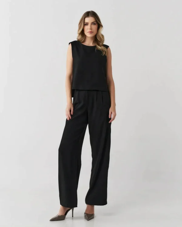 Conjunto Crepe Regata Pantalona Pregas Botao-Imagem 4