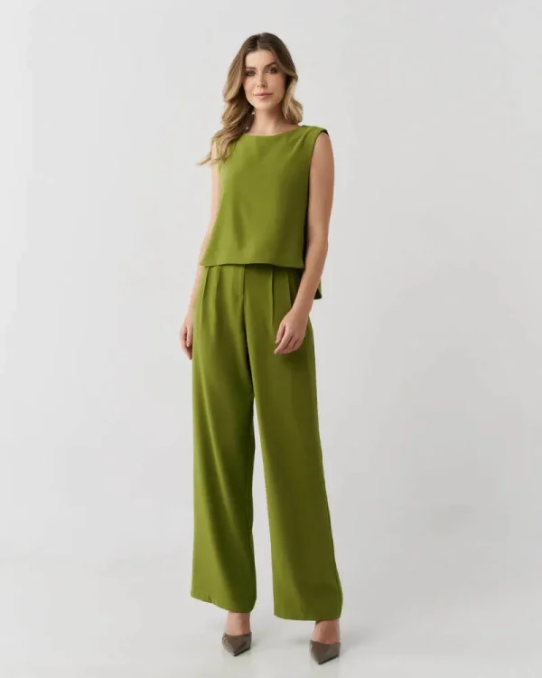 Conjunto Crepe Regata Pantalona Pregas Botao-Imagem 6