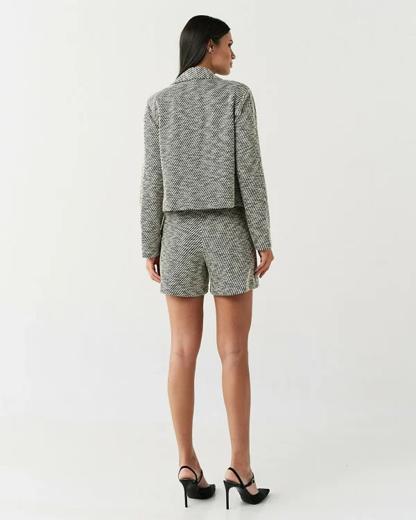 Conjunto Tweed Casaco Mg Longa Shorts Curto-Imagem 5