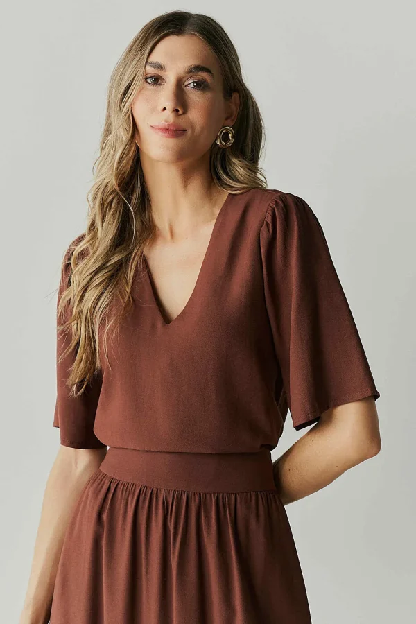 Conjunto Alf Viscose Saia Midi Blusa Dec V-Imagem 5