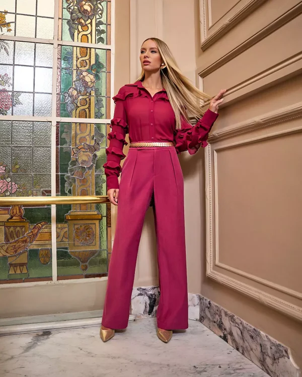 CAMISA CHIFFON BABADOS MANGA