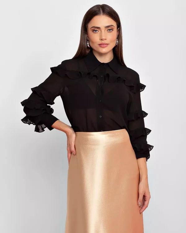 CAMISA CHIFFON BABADOS MANGA-Imagem 7