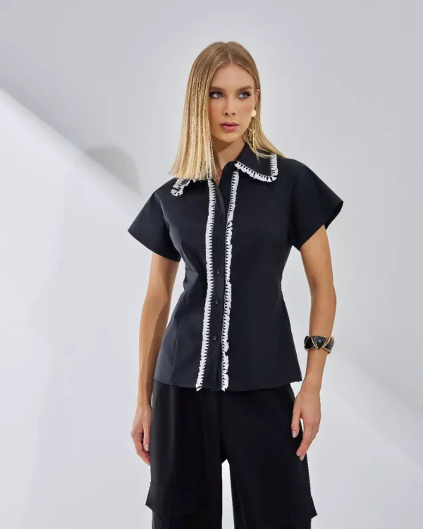 CAMISA TRICOLINE MANGA CURTA COM FRANJAS-Imagem 5