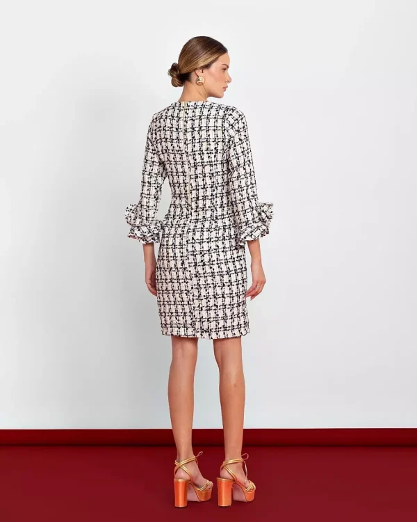 VESTIDO TWEED MANGA CÚPULA COM FLOR-Imagem 5