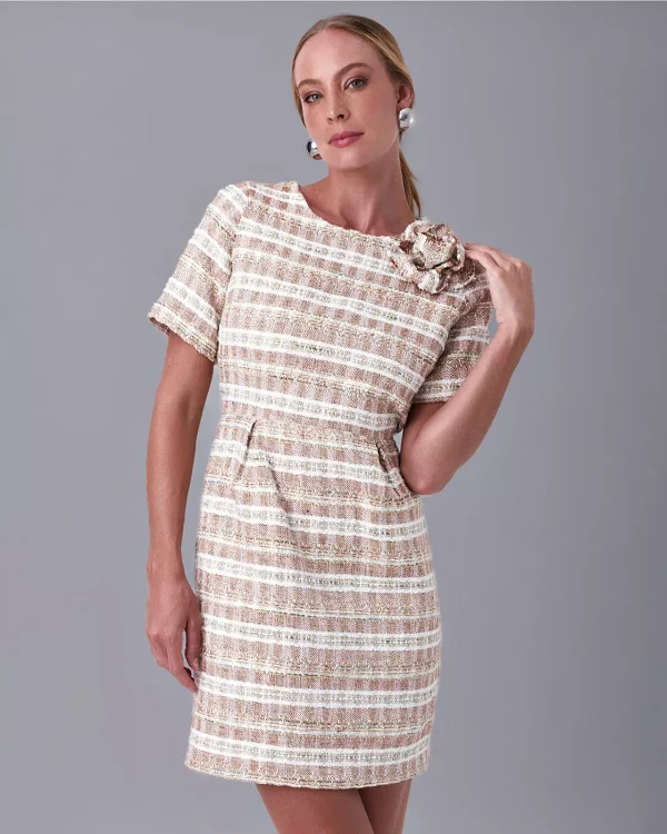 VESTIDO TWEED CURTO FLOR