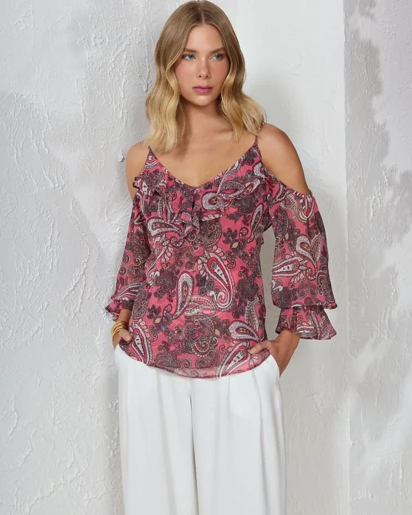 BATA CHIFFON BABADOS ESTAMPADA
