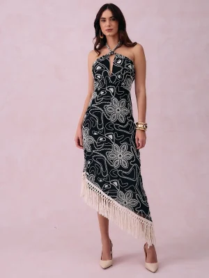 VESTIDO BORDADO FRANJAS
