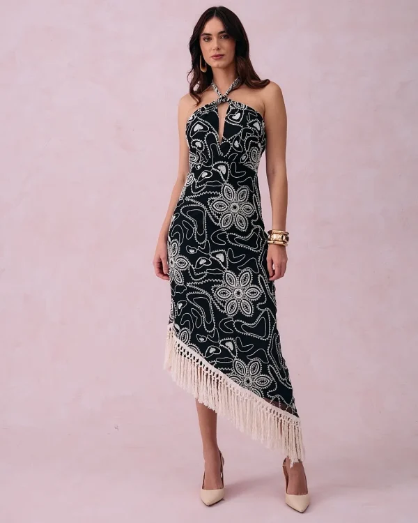VESTIDO BORDADO FRANJAS