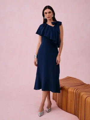 VESTIDO LINHO LAÇO OMBRO
