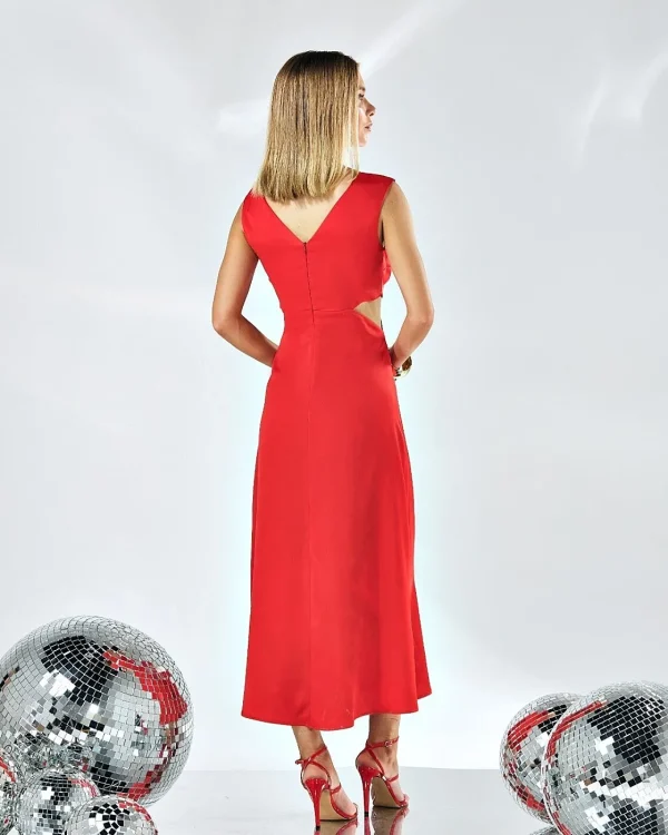 VESTIDO MIDI CETIM RECORTES-Imagem 3