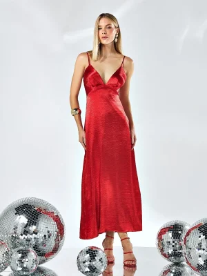 VESTIDO CETIM ALÇAS FINAS