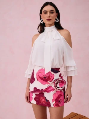 MINISSAIA FLOR LATERAL ESTAMPADA
