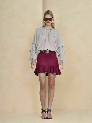 MINISSAIA SUEDE BORDADA
