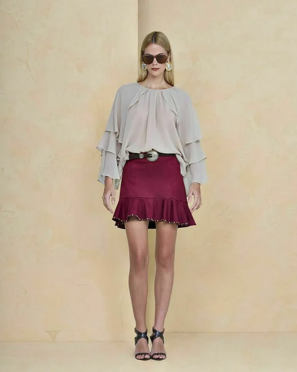 MINISSAIA SUEDE BORDADA