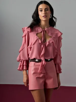 CAMISA CHIFFON BABADOS DECOTE BUSTO