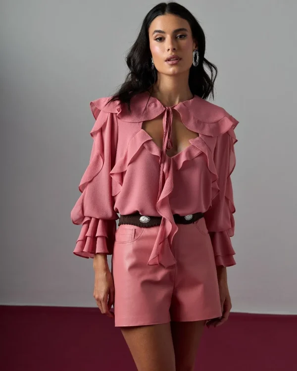 CAMISA CHIFFON BABADOS DECOTE BUSTO
