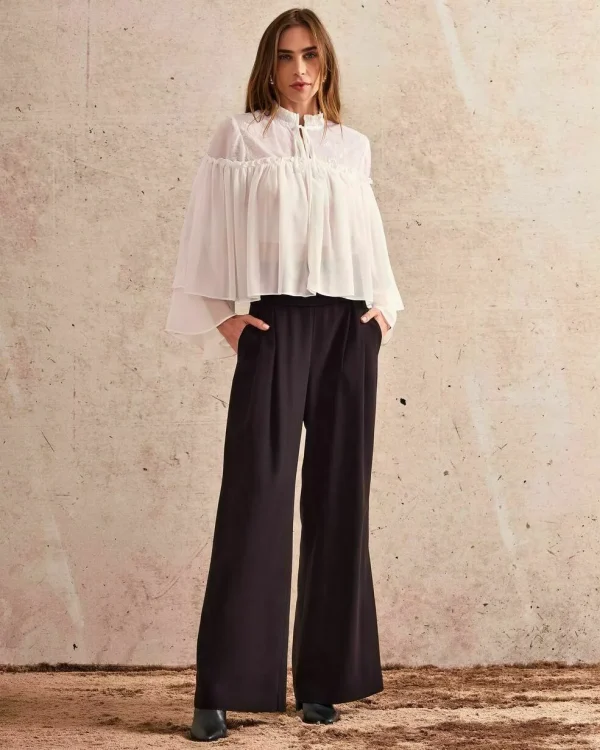 CAMISA RENDA E CHIFFON