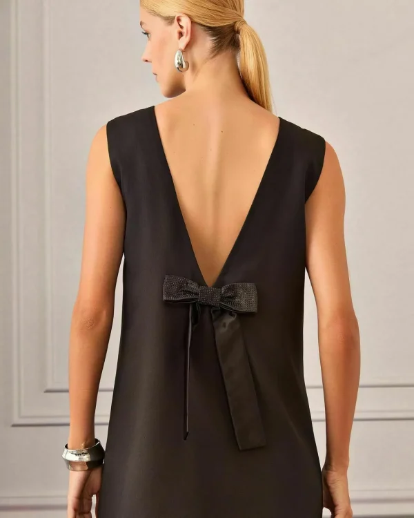 VESTIDO CURTO ALFAIATARIA LAÇO STRASS-Imagem 3