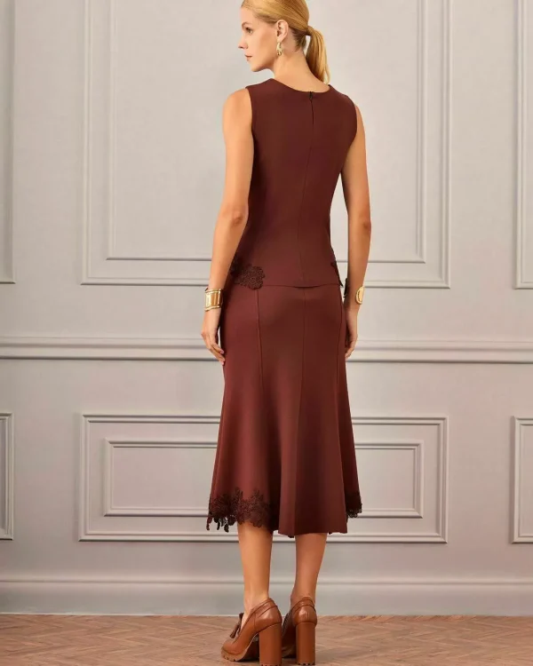 CONJUNTO BLUSA E SAIA MIDI RENDA GUIPURE BARRA-Imagem 2