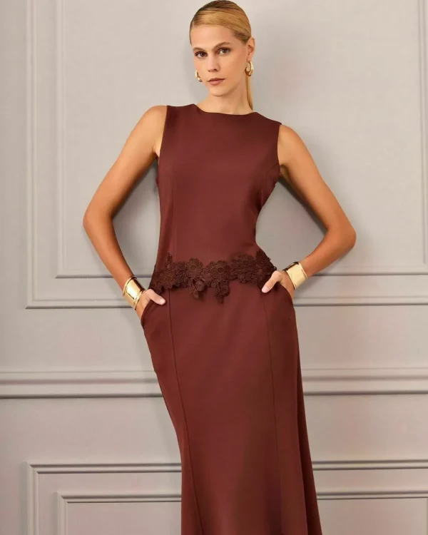 CONJUNTO BLUSA E SAIA MIDI RENDA GUIPURE BARRA-Imagem 4