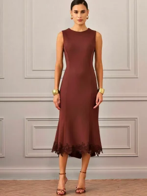 VESTIDO MIDI RENDA GUIPURE BARRA