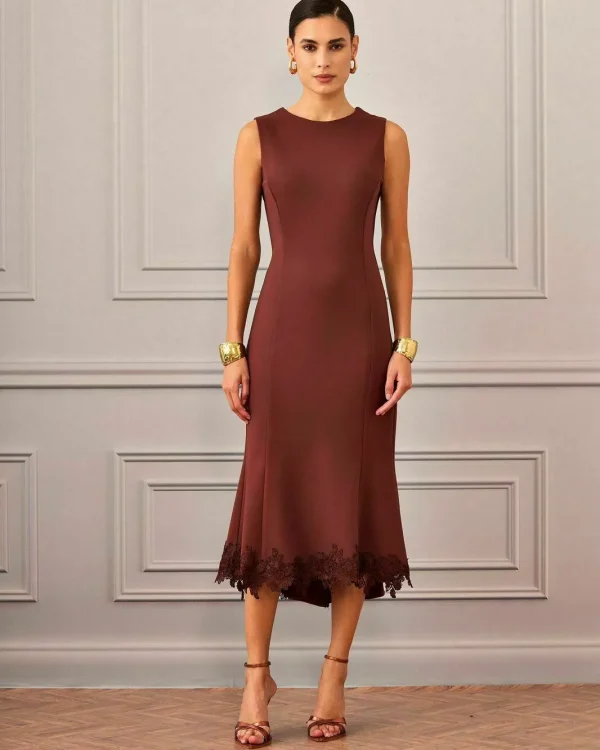 VESTIDO MIDI RENDA GUIPURE BARRA
