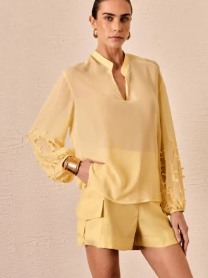 CAMISA CHIFFON BORDADO MANGAS