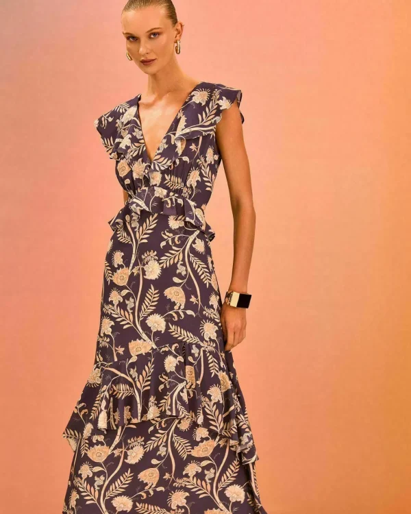 VESTIDO MIDI CREPE BABADOS FLORAL-Imagem 7